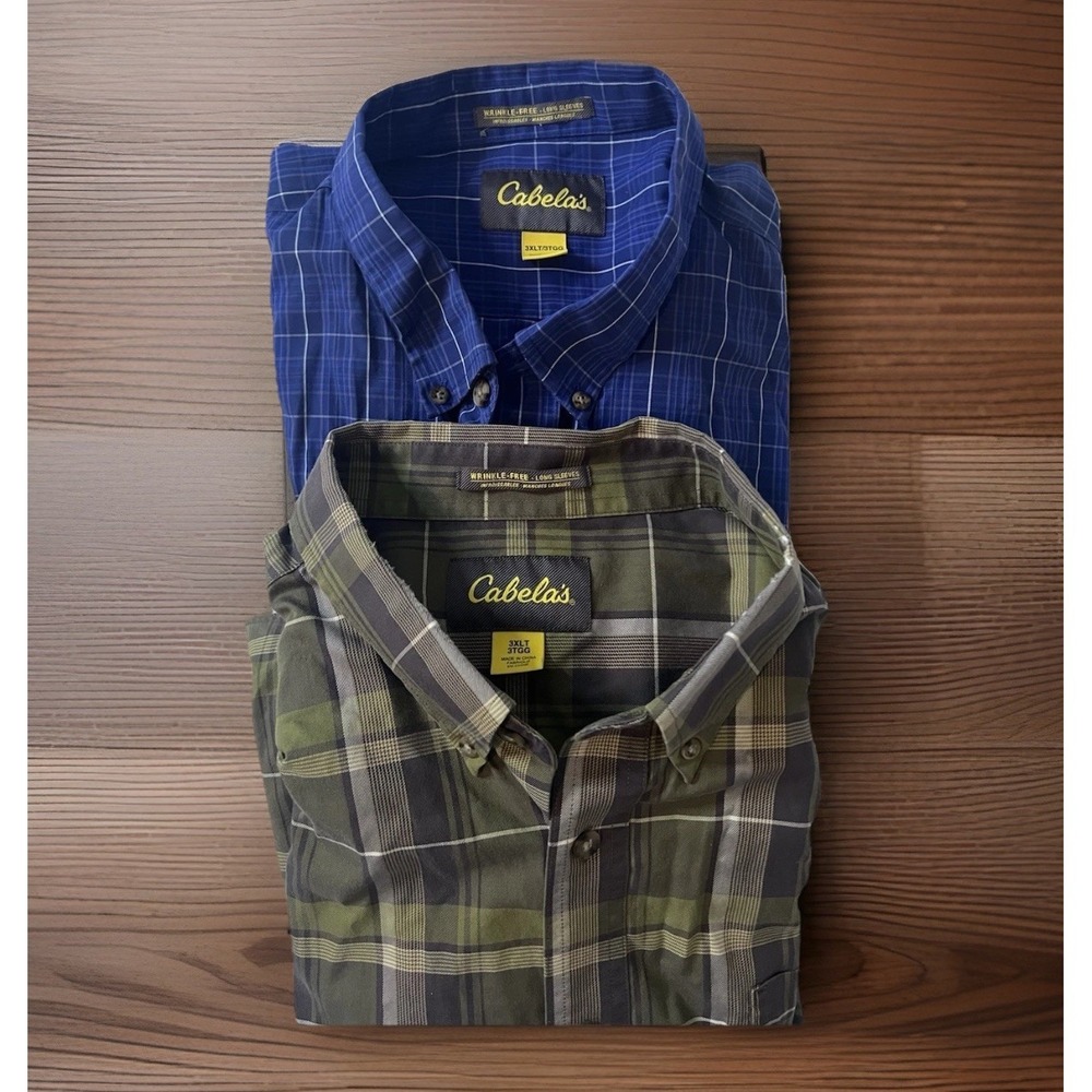 Cabelas Long Sleeve Button Down Mens 3XLT Wrinkle free 2-PACK (039)